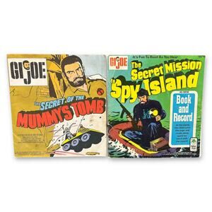 2 G.I. Joe Book & Record Sets – Mummy’s Tomb + Spy Island – 1970s